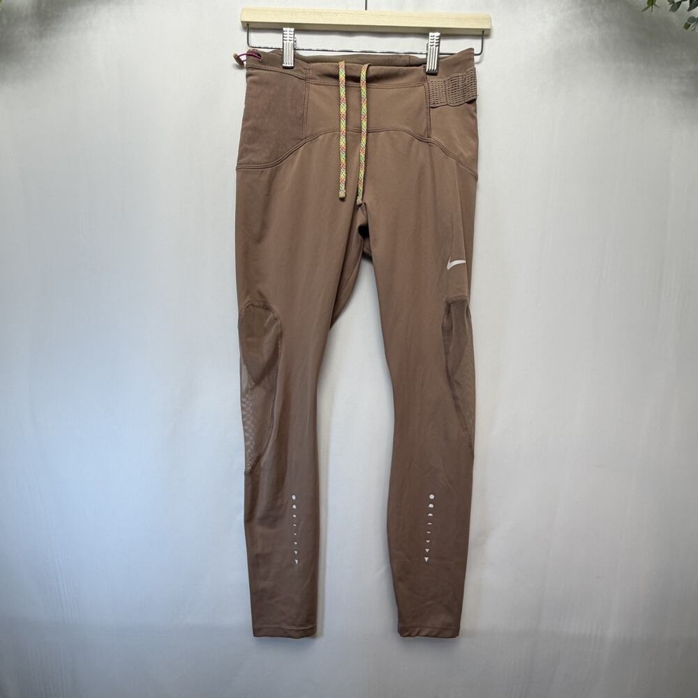 Nike Dri Fit Leggings Womens M Brown Jersey Knit Ankle Activewear Gym Workout